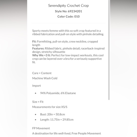 NWT Free People Serendipity Crochet Top - Picture 7 of 7